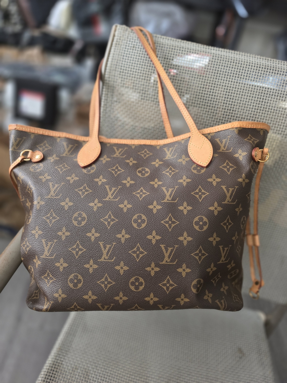 Louis Vuitton Monogram Canvas Tote in Brown and Tan Trim